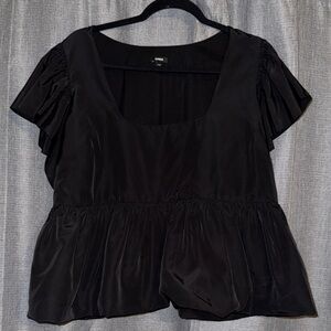 Express Square Neck Flutter Sleeve Peplum Babydoll Top